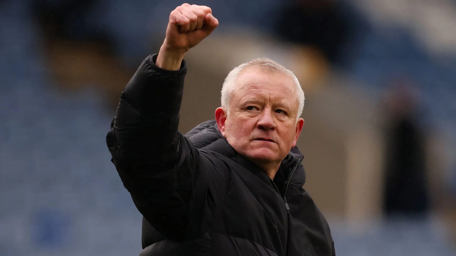 Chris Wilder celebrates after Sheffield United beat Sheffield Wednesday