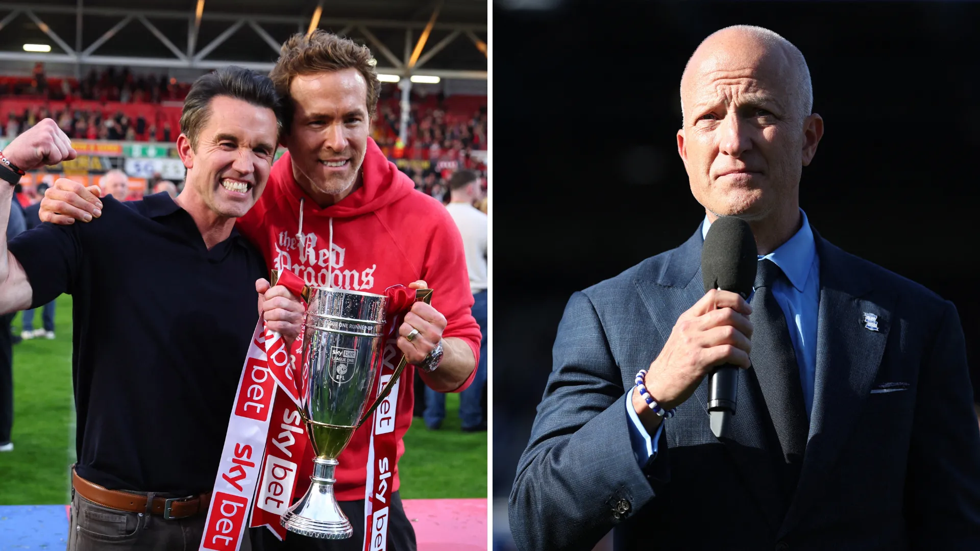 Chủ sở hữu Wrexham, Ryan Reynolds và Rob McElhenney cùng với Chủ tịch Birmingham City Tom Wagner