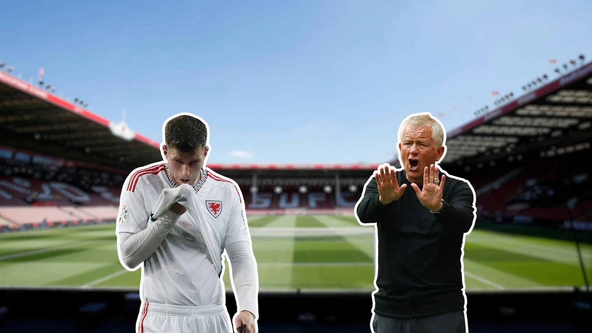 Chris Mepham cùng HLV Chris Wilder của Sheffield United, đội bóng đang quan tâm đến anh