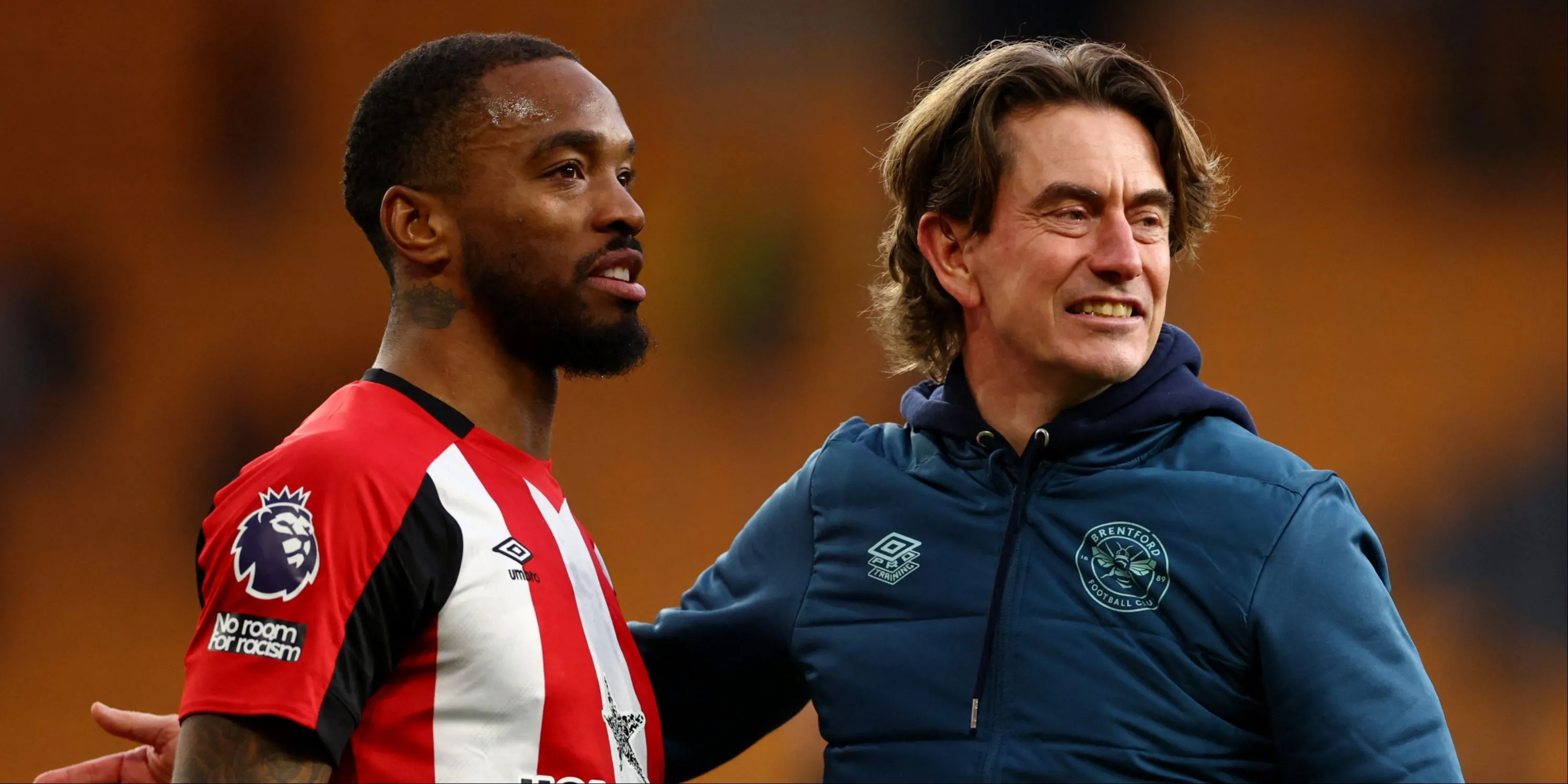 HLV Thomas Frank cùng học trò cũ Ivan Toney tại Brentford
