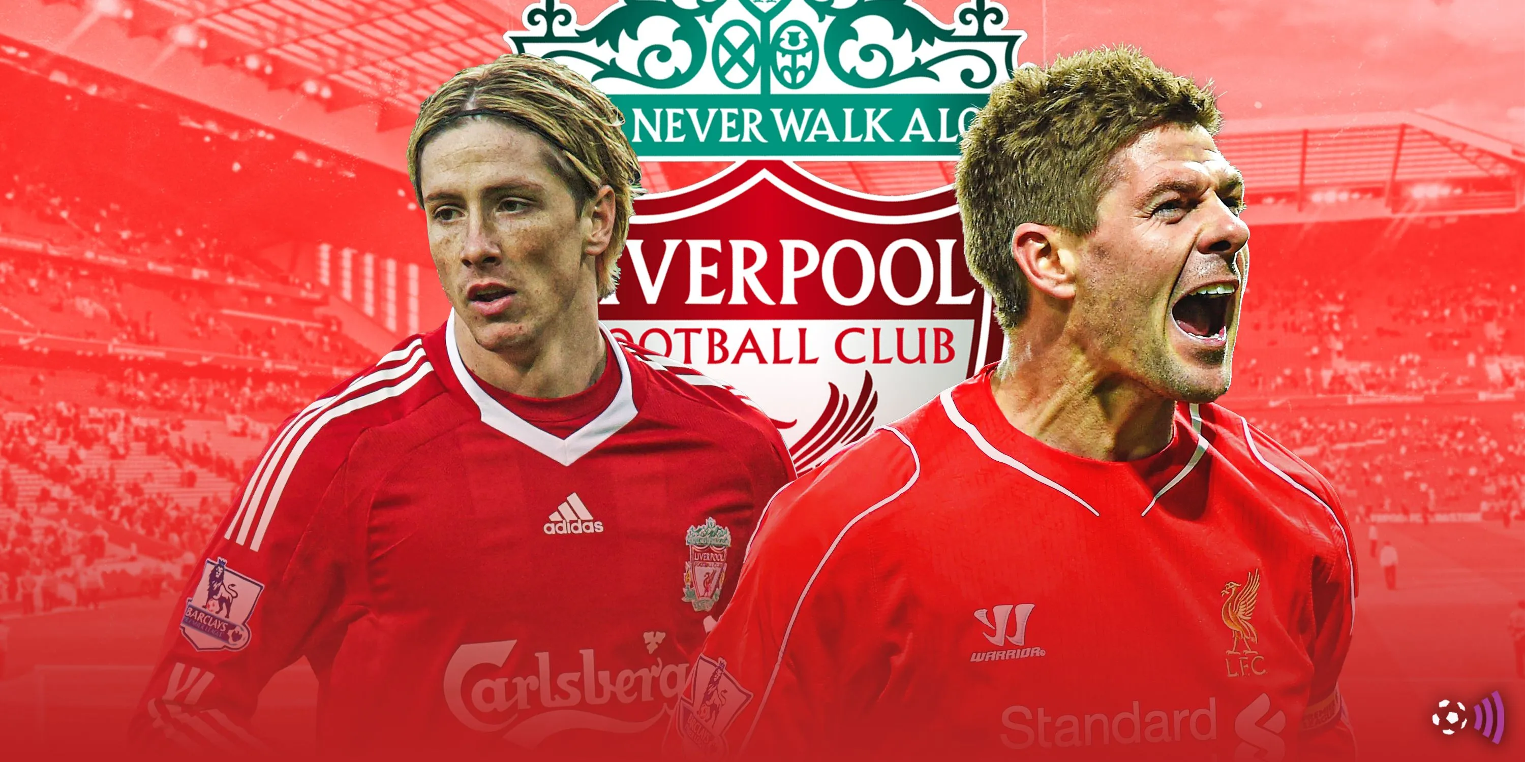 Tiền đạo Fernando Torres ăn mừng bàn thắng cùng Steven Gerrard khi còn thi đấu cho Liverpool.